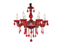 Candil Cristal Rojo 6 Luces Adir