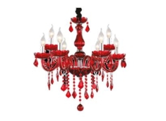 Candil Cristal Rojo 8 Luces Adir