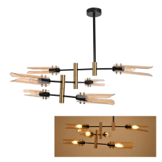 Candil Vitage Pantalla Ambar Self 8 Luces