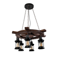 Lampara Colgante Vintage Redonda de Madera Dali