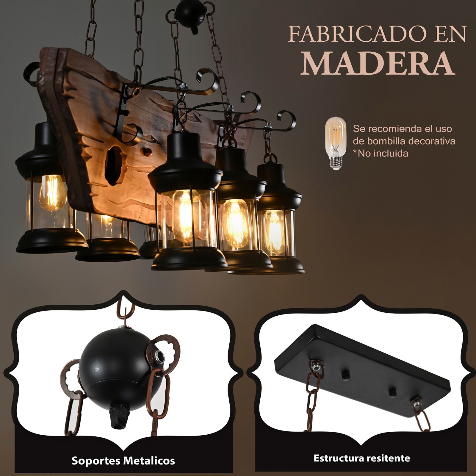 Lampara Colgante Vintage de Madera 6 Luces Dali / Lampara-Colgante-Vintage-de-Madera-6-Luces-Dali-1993898124142.jpg